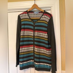 Very bright & happy Koret cardigan sweater! XL,  contrasting long sleeves.